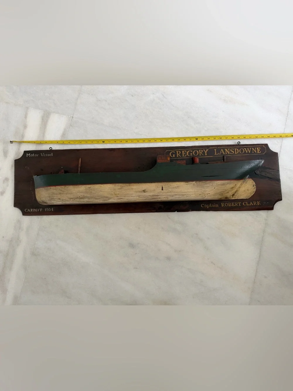 Gregory Lansdowne Ship Plaque - Green and Natural Wood
